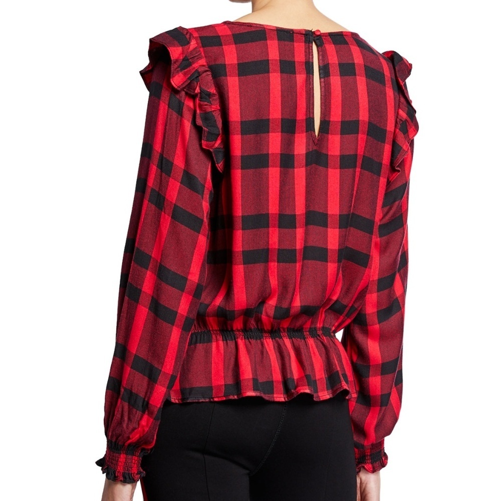 Sanctuary Millie Ruffle Plaid Peplum Top …XS - Picture 2 of 2